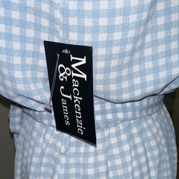 Mackenzie & James Blue/White Checkerboard Halter Dress Size Med - Picture 9 of 10